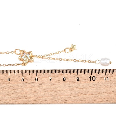 Brass Pave Clear AB Cubic Zirconia Bowknot Star Pendant Necklaces for Women KK-CBA6599-01G-1
