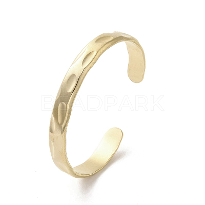 304 Stainless Steel Textured Cuff Bangles BJEW-A003-04G-1