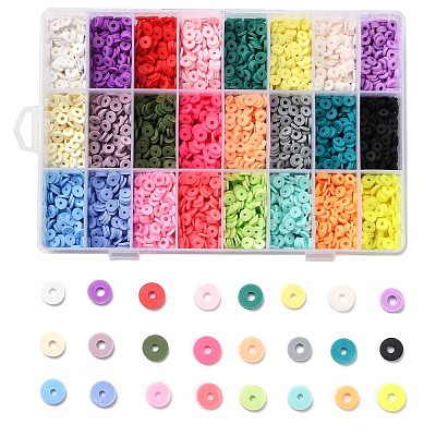 240G 24 Colors Handmade Polymer Clay Beads CLAY-JP0001-08-6mm-1