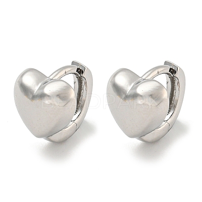 Heart Brass Hoop Earrings EJEW-L211-011F-P-1