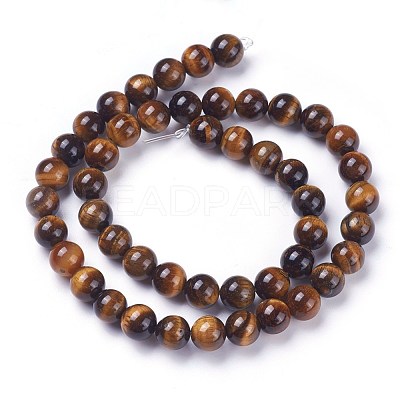 Round Tiger Eye Beads Strands X-Z0RQT012-1