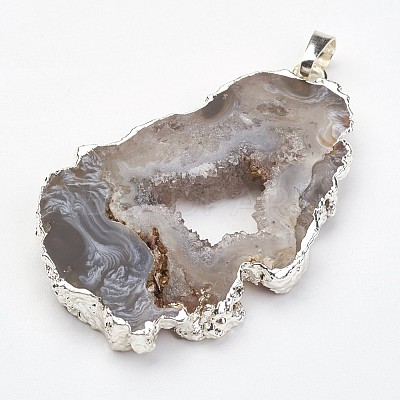 Natural Geode Agate Pendants G-G950-02P-1