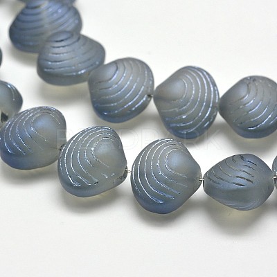 Frosted Electroplate Glass Shell Beads Strands EGLA-M002-B01-1