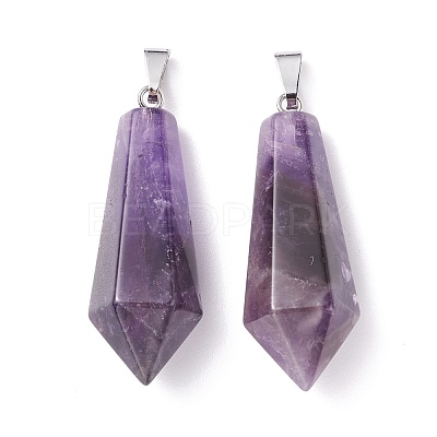 Natural Amethyst Pointed Pendants G-I314-02P-13-1