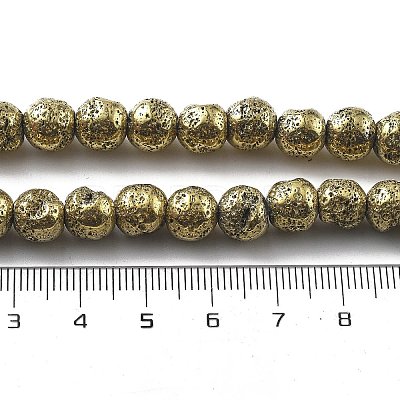 Electroplated Natural Lava Rock Beads Strands G-A251-E01-01A-1