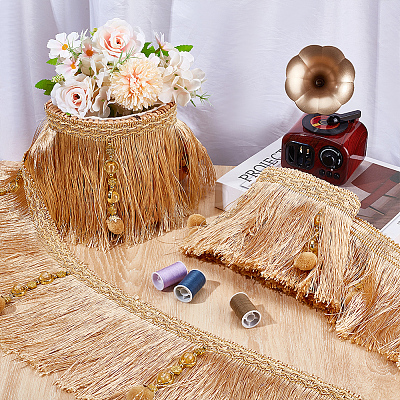 4M Polyester Fringe Tassel Trim DIY-OC0013-37C-1