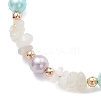 Natural White Moonstone Chip Beaded Bracelets for Women BJEW-JB12309-02-1