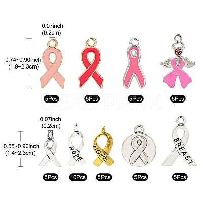 Awareness Ribbon Theme 50Pcs 9 Style Alloy Enamel Pendants & Awareness Ribbon Theme ENAM-YW0003-58-1