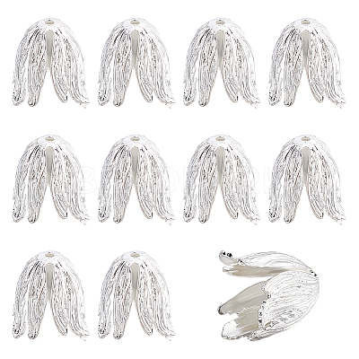 10Pcs Brass Bead Caps KK-PH0015-28S-1
