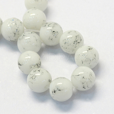 Baking Paint Glass Round Bead Strands X-DGLA-Q019-8mm-41-1