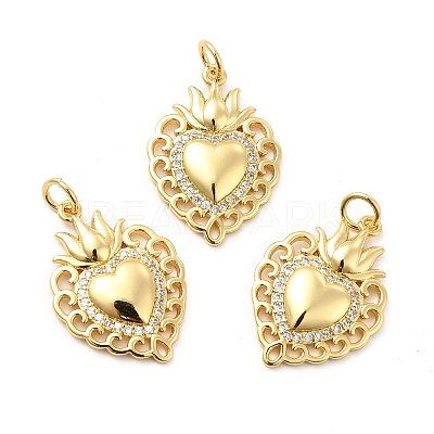 Rack Plating Brass Micro Pave Cubic Zirconia Pendants KK-K270-16G-1