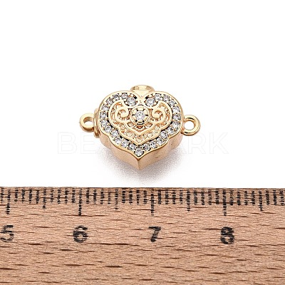 Brass Micro Pave Clear Cubic Zirconia Box Clasps KK-Q074-07G-1