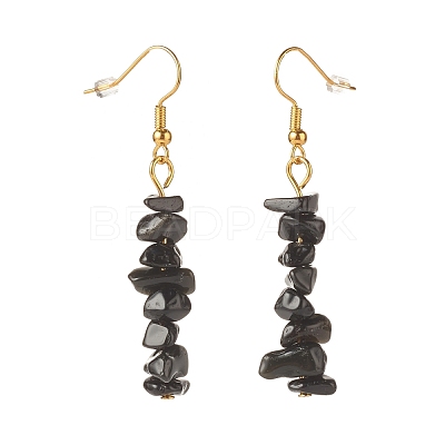 Natural Obsidian Chip Beaded Dangle Earrings EJEW-JE04788-08-1
