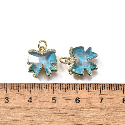 Brass Micro Pave Cubic Zirconia Charms KK-Q043-02G-01-1