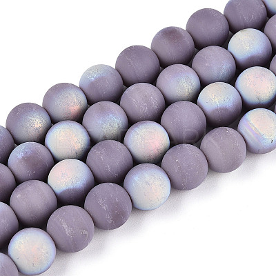 Frosted Opaque Glass Beads Strands GLAA-T032-P10mm-MBB07-1