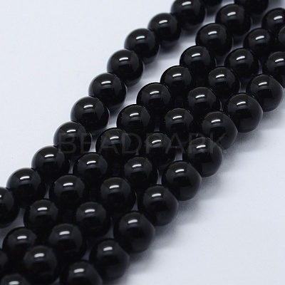 Natural Black Onyx Beads Strands G-P369-02-8mm-1