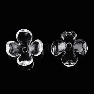 4-Petal Transparent Acrylic Bead Caps FACR-T001-09A-1