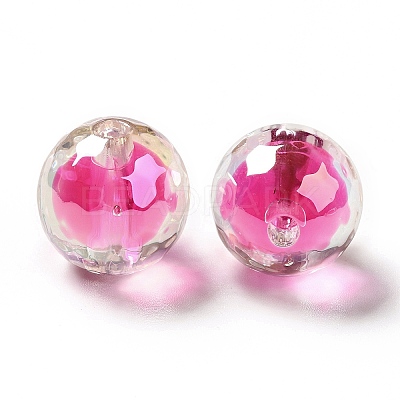 Two Tone UV Plating Rainbow Iridescent Acrylic Beads TACR-D010-03B-03-1
