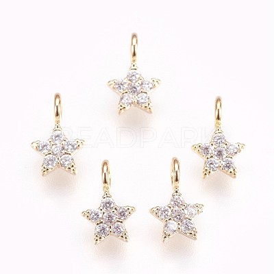 Brass Micro Pave Cubic Zirconia Charms KK-P157-07G-NF-1