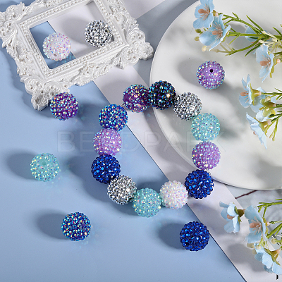 32Pcs 8 Colors Resin Rhinestone Beads RESI-CA0001-61-1