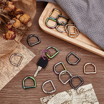 16Pcs 4 Colors Alloy Spring Gate Rings FIND-BC0014-18-1