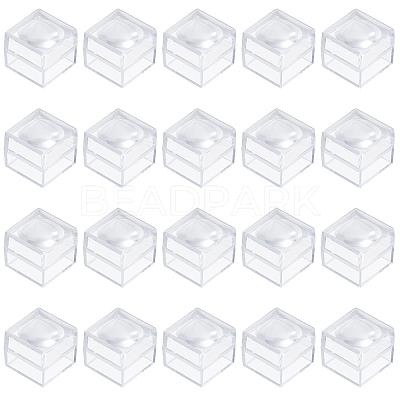 20Pcs Transparent Plastic Ring Viewer Magnifier Boxes CON-CA0001-024-1