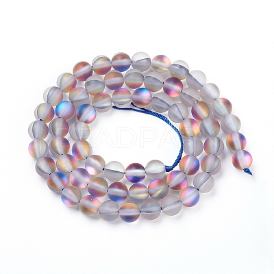 Synthetic Moonstone Beads Strands G-R375-6mm-A14-1