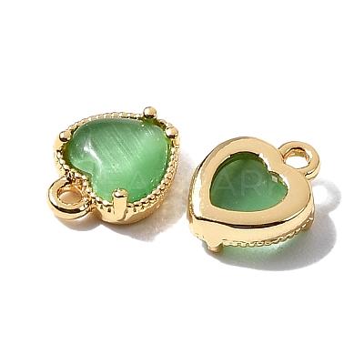 Heart Brass Charms KK-D024-02E-G-1