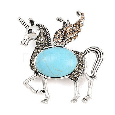 Resin Imitation Turquoise Brooches JEWB-P058-07AS-1