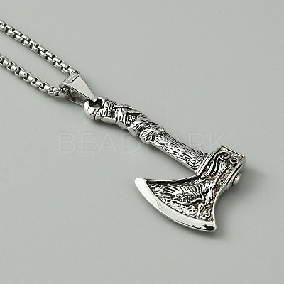 Alloy Pandant Necklace with Stainless Steel Box Chains for Men Women NJEW-WH0023-03P-03-1