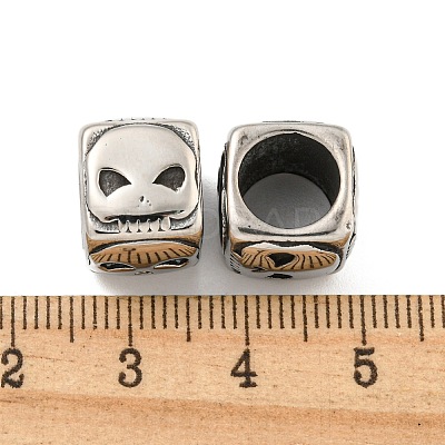 316 Surgical Stainless Steel with Rhinestone Large Hole Cube Beads STAS-Q326-08AS-04-1