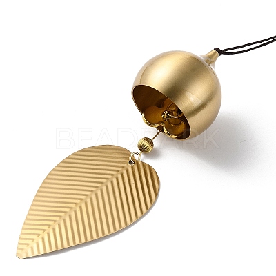 Leaf Brass Wind Chimes AJEW-P110-01B-1