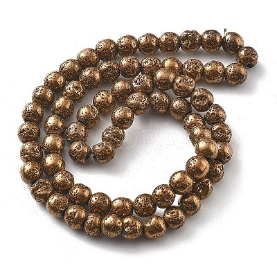 Electroplated Natural Lava Rock Beads Strands G-A251-B01-01A-1