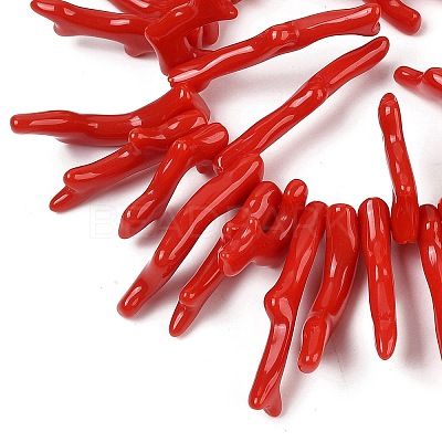 Opaque Acrylic Imitation Coral Beads Strands SACR-P033-01A-06-1