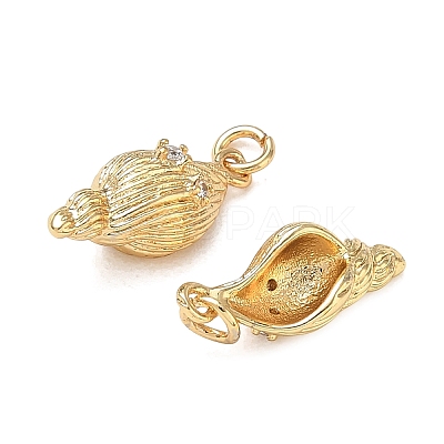 High Polished Ocean Brass Micro Pave Clear Cubic Zirconia Pendants CU-CBAF3CF-02J-01-1