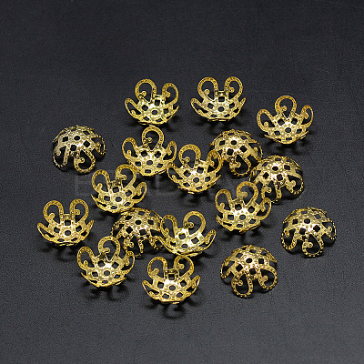 Plated Iron Fancy Bead Caps X-IFIN-S696-19G-1
