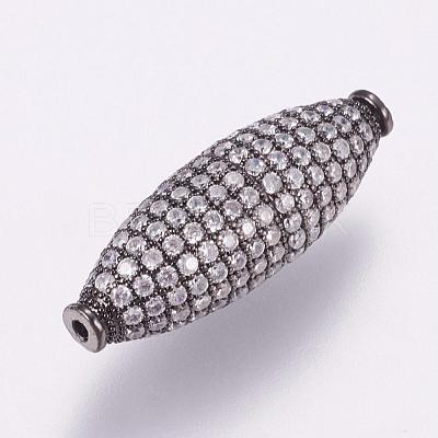 Brass Micro Pave Cubic Zirconia Beads KK-P116-16-1