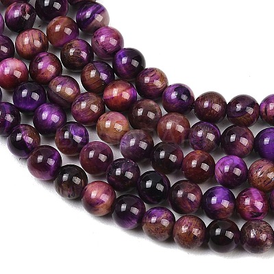 Grade AB Natural Tiger Eye Beads Strands G-F591-18-6mm-1