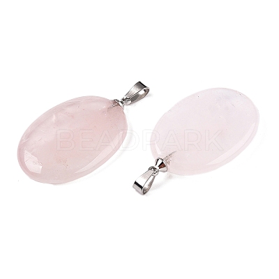 Natural Rose Quartz Pendants G-T138-207B-1