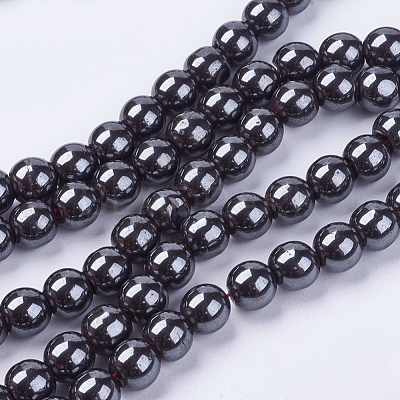 Non-magnetic Synthetic Hematite Bead Strands G-R193-19-8mm-1
