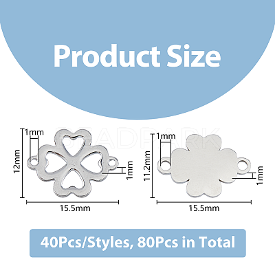 80Pcs 2 Styles 201 Stainless Steel Connector Charms STAS-DC0014-61-1