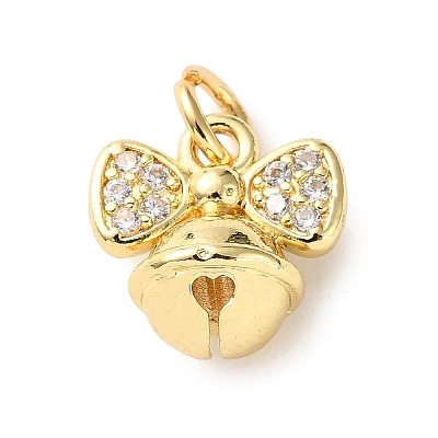 Brass Micro Pave Cubic Zirconia Charms KK-I383-05G-04-1