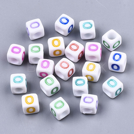 Opaque White Acrylic Beads SACR-R252-02O-1