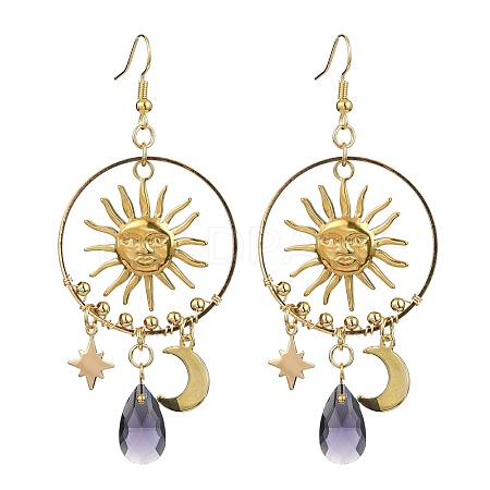 Sun & Moon & Star Alloy Chandelier Earrings EJEW-TA00329-1