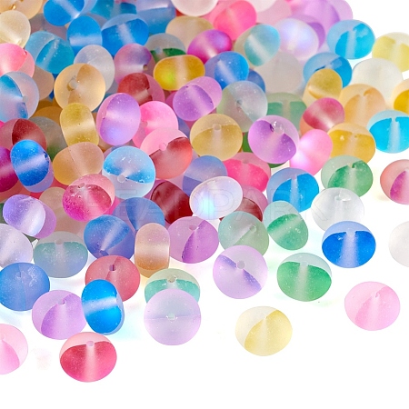 270Pcs 9 Colors Frosted Transparent Glass Beads Strands FGLA-TA0001-03-1