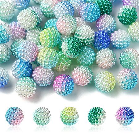 50Pcs 5 Colors Imitation Pearl Acrylic Beads OACR-FS0001-62B-1