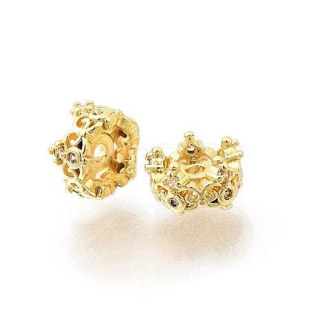 Brass Micro Pave Clear Cubic Zirconia Spacer Beads LS-KK-Z156-08G-02-1