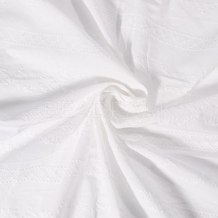 Floral Embroidered Cotton Fabric DIY-WH0786-55-1