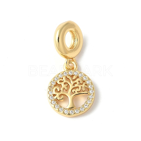 Brass Micro Pave Cubic Zirconia European Dangle Charms ZIRC-I071-18G-1