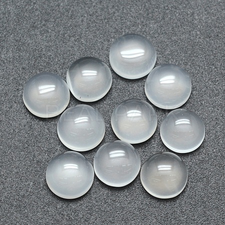 Natural White Agate Cabochons G-P393-R07-8MM-1